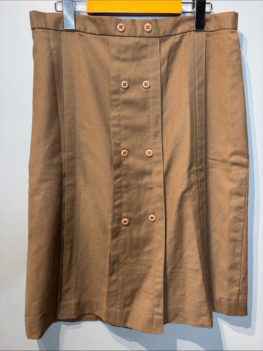 Vintage 100% Virgin Wool Brown Pleated Skirt - Picture 2 of 8